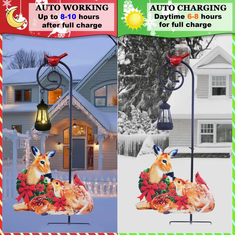 Guangxie Deer Garden Metal Stake with Solar Light, Outdoor Solar