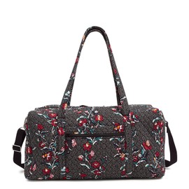 Vera Bradley Women's Cotton Large Travel Duffel Bag, Perennials Noir Dot, One Size