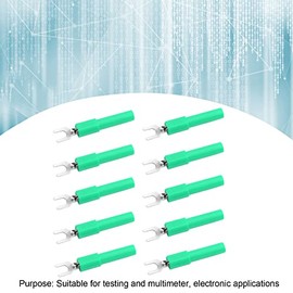 Terminal de Crimpado Eléctrico con Conector de Cable Tipo U de Pala de Horquilla Aislada, Conector de Cable de Horquilla de 10 Piezas de 4 Mm para Pruebas Y Multímetro, Aplicaciones(verde)