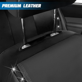 TSUGAMI Bling Car Front Seat Covers, 4PCS Leather Crystal Rhinestones Vehicle Seating Protector Full Set, Breathable Auto Interior Protection Accessories, Universal for SUV Sedan Truck