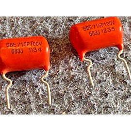 SBE / CDE 25pc .068uF 100V 5% Polypropylene Orange Drop Capacitors  715P68391J