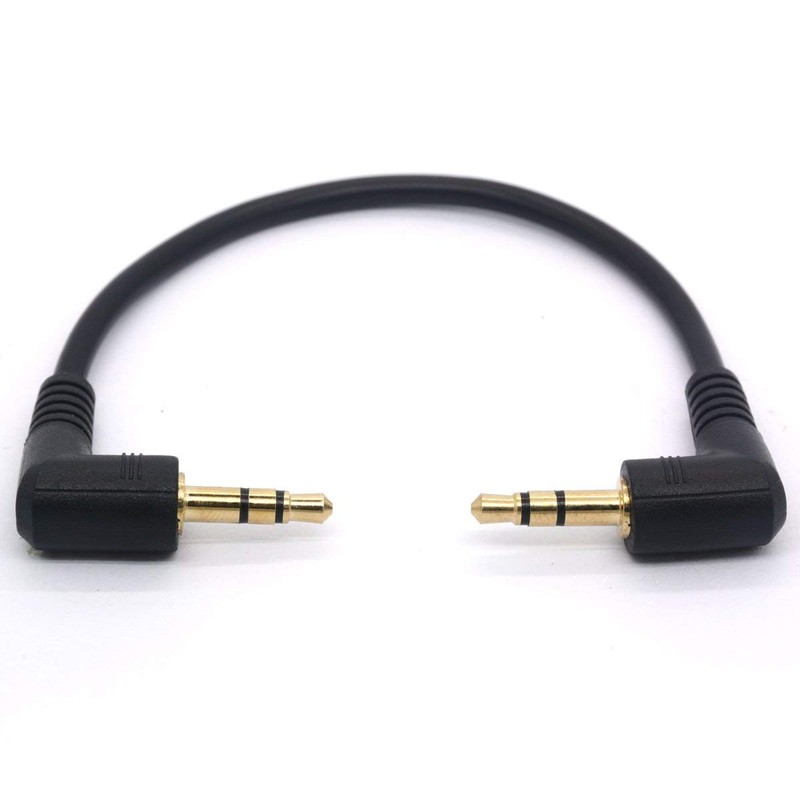 Short 3.5mm Right Angle Cable, Gold Plated 90 Degree 3.5