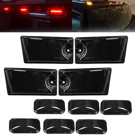 GSOWO 10 PCS Smoked Lens LED Cab Roof Light Kit for Hummer H2 2003-2009, H2 SUT 2005-2009 Top Clearance Marker Lights, Amber & Red LED Front Rear Halogen Lamps, OEM Replacement