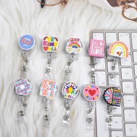 Pabucle 15 Pcs Nurse Badge Reel Bulk ID Badge Holders Retractable Reel Cute Badge Accessories Gifts for Nurse Doctor Employee Teacher Student