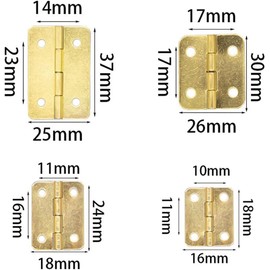 10Pcs Bronze Mini Hinges,Retro Door Hinges,Iron Jewelry Box Hinges with Screws,DIY Cabinet Hinge Hardware for Cabinet and Furniture Furniture Crafts(18x16mm)