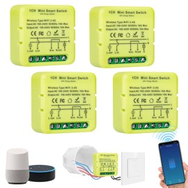 4 Stück smart life schalter, wlan lichtschalter smart, Bluetooth lichtschalter alexa - 16A, smart home lichtschalter, kompatibel mit Alexa, Google Home und Wandschalter, Sprachsteuerung, Timer