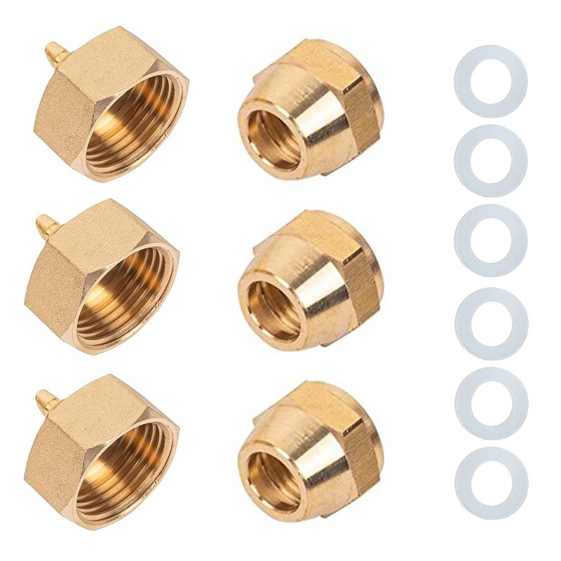 Hourleey Garden Hose Adapter, Brass Standard 3/4" Female Thread to