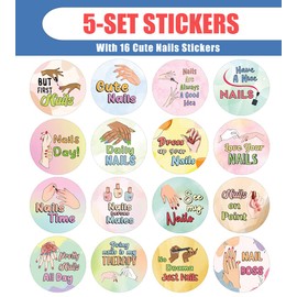 Creanoso Cute Nails Stickers (5-Sheets x 16 Designs) - Home Public Fun Reminders Enticements – Work Classroom Incentive Gift Ideas for Hairdressers, Stylists, Professionals, Men Women Adults