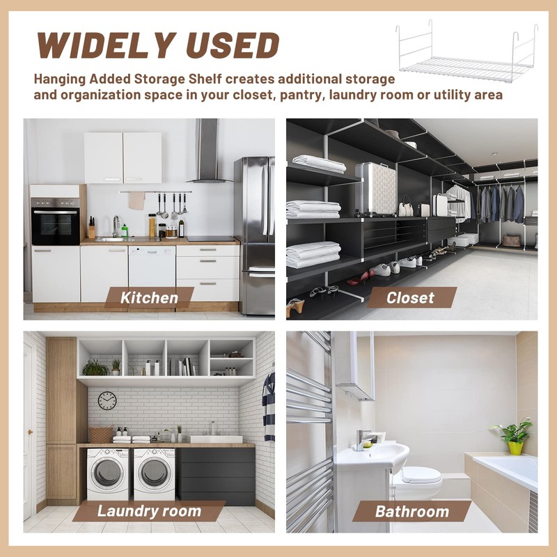 Amylove 4 Pieces 14.7 Inch Hanging Wire Shelf Organizer Closet