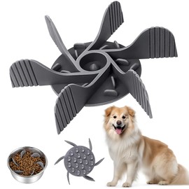 ACTOYS Anti-Sling Dog Bowl, Anti-Choke Dog Bowls, Silica Gel Slow Feeder Bowl for Dogs, Feeding Bowls, Dog Accessories, with 19 Strong Non-Slip Suction Cups (Grey)