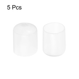 sourcing map 5pcs Rubber End Caps Protective Caps 21mm ID Vinyl PVC Round Tube Bolt Cap Cover Screw Thread Protectors Clear