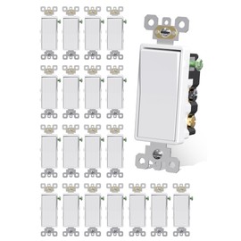 AIDA 20 Pack 4 Way Switch Decorative Light Switch, 15Amp, 120/277 Volt, 4 Way Decorative Light Rocker Switch Replacement, Self-Grounding, Residential and Commercial Grade, UL Listed