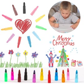 DERAYEE Pack of 24 Stackable Colouring Pencils, Building Block Colouring Pencils, Wax Crayons, Colour Changing Pens for Children, Party, Birthday, Gifts, Painting