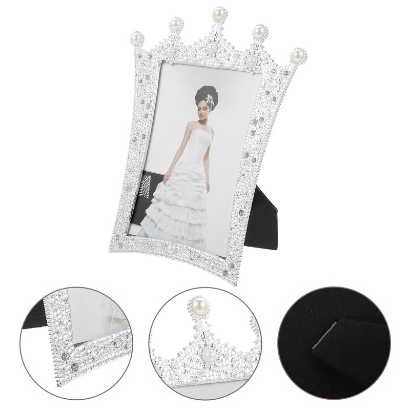 Zerodeko Pearl Crown Photo Frame Wedding Picture Display Family Photo