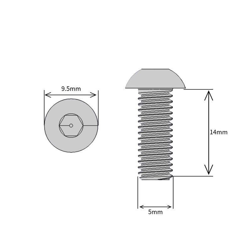 M5 (5mm x 14mm) Hex Socket Button Head Screws -