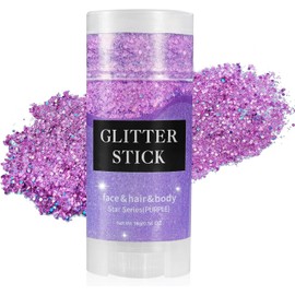 Go Ho Purple Body Glitter Stick,Rave Festival Glitter Makeup,Rotating Mermaid Face Glitter Stick,Holographic Glitter for Face/Body/Hair/Eye,Sparkling Face Glitter Makeup Body Glitter for Women