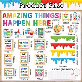 Qilery Bookshelf Bulletin Board Set Motivational Classroom Decor Reading Library Bulletin Board Set Inspirational Cutout for Back to School Classroom Decoration (Amazing Thing Happen Here)