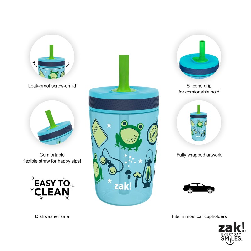 Zak Designs Campout and Camping Kelso Tumbler 3pc Set, Leak-Proof