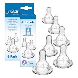 Dr. Brown's 6 Piece Standard Replacement Nipple, Level 4