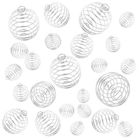 30pcs Crystal Spiral Bead Pendant Cages, UHOMENY Crystal Cages for Stone Necklace Holder Gold Plated 3 Sizes Hollow Cage Pendants Charms Findings for Jewelry Making DIY (15mm, 20mm, 25mm) (Silver)