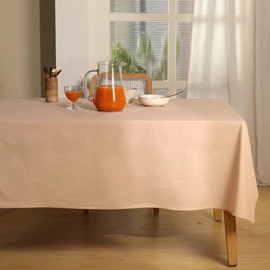 THE ART BOX Outdoor Tablecloth Rectangle, Cotton Farmhouse Table Cloths, Light Weight Fabric Table Cover for Dining/Party/Rustic - 60 X 102 Inch, Beige