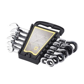 Ratchet Spanner Set, 6 Pcs Flexible Head Spanner Combination Multi-Function Wrench Ratchet Repair Tools Set for Cars Bicycles Vehicles Repairing, 8-17 mm