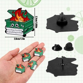 5pcs Positive Enamel Dumpster Fire Pins, Black Dumpster Fire Pin Enamel Lapel Pin It's Fine I'm Fine Everything Is Fine Pins Dumpster Flame Brooch Dumpster Fire Jewelry Ornament Gift for Coworker