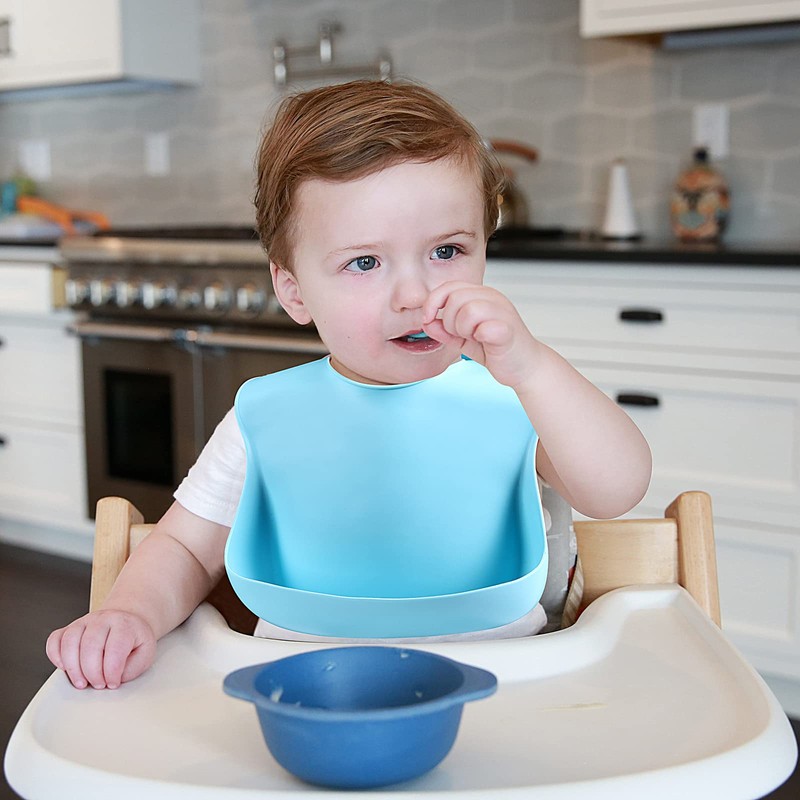 Eascrozn Silicone Bibs for Babies & Toddlers Set of 3,