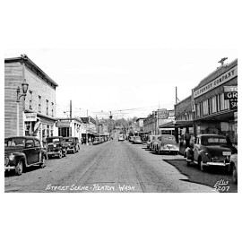 Renton Washington Street  Scene JC Penny Cars Stores Postcard COPY #10172