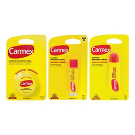 Carmex, Tripack Bálsamo Labial Cassic (Tarro, Barra, Tubo), para Labios secos y Agrietados, Protege y Suaviza, 2 pz