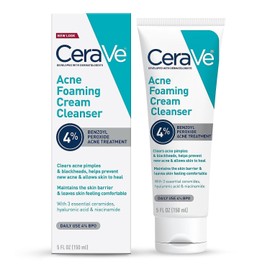 CeraVe Acne Foaming Cream Cleanser | Acne Treatment Face Wash with 4% Benzoyl Pe