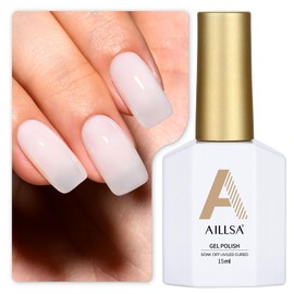 AILLSA Milky White Gel Nail Polish - Nude, Translucent, Soak Off - French Manicure Base - 0.51 Fl Oz (GB07)