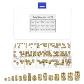 sourcing map Knurl Thread Insert Nuts - M2/M3/M4/M5/M6 5 Values Metric Brass Female Thread Knurled Nuts Threaded Insert Embedment Nuts Hydraulic Welded for 3D Printing, Pack of 145