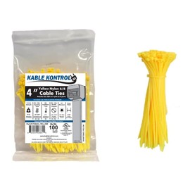 Kable Kontrol Yellow Zip Ties 4 Inch 100 Pcs, 18 Lbs Tensile Strength, Self-locking Nylon Colored Cable Ties Wire Wraps for Indoor or Outdoor Use