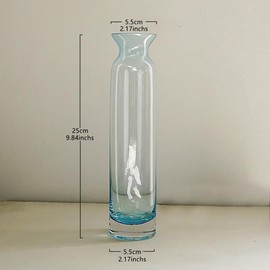 Blue Glass Flower Vase for Bouquets and Flowers(2.17×9.85 Inch,1 Piece)