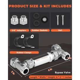 304 Stainless Steel Bypass Valve for Instant Hot Water Recirculation System, Great Replacement for the Old Plastic Version, 104℉, No Leakage, Detachable Filter