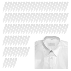 Ymapinc Dress Shirt Collar Stays for Men, 100 Pcs White Plastic Collar Stays for Men's Dress Shirts with Storage Holder, Waterproof Invisible Durable (White 2.17")