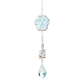 Cat Paw Crystal Suncatcher, Crystal Hanging Ornament, Hanging Sunlight Suncatcher, Rainbow Prism, Birthday Gift, Home Decoration (Light Blue)