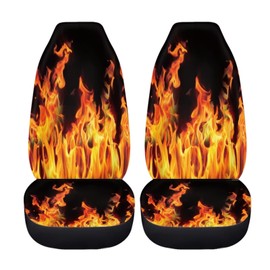 Pointodoor Orange Fire Flame Print Car Seat Covers Front Seats Only Universal Bucket Seat Protector for Women Men Breathable Cushion Covers for Trucks SUV Vans Interior Decor