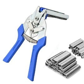 Type M Nail Ring Pliers,Stainless Snap Ring Pliers Set with 1200 Pcs of Galvanized Steel Nails,Multifunction Hog Rings Pliers Kit,For hog fence chicken coop poultry fencing wire mesh (Blue)