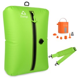 Zurligi Vacuum Bags for Travel with Pump, Vacuum Compression Bag with Adjustable Shoulder Strap, IP67 Reusable Vacuum Packing Cubes for Luggage, Backpack, Suitcase, Yoga, Swim, Beach (1PC+Green)