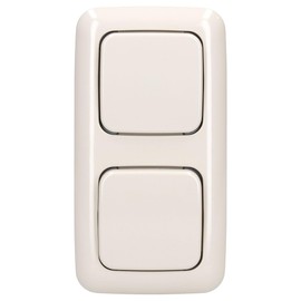 Busch-Jaeger Duro 2000 Complete Set Double Light Switch as Push Button Rocker Switch 2020US (2020 US) Includes 2-Way Frame - Completely Ready to Install - Cream White