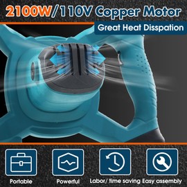 Cement Mixer, 2100W Handheld Electric Concrete Mixer, Portable Mortar Mixer with 6 Adjustable Speed, Portable 110V Mud Mixer for Mixing Concrete, Motar, Paint, Mud, Grout, Plaster, Thinset, Mince