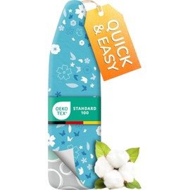 Super Soft Ironing Board Cover & Pad with Heat Reflection – Made in Germany – 15x54 Standard Size (Turquoise) COVER ONLY