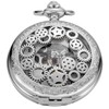 Double Open Silver Gear and Star Men's Mechanica Pocket Watch