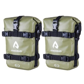 ARMOURAIN Motorcycle Crash Bar Bag 2PCS Moto Tail Bag Motorcycle Bumper Bags Bike Side Pannier PVC Waterproof Frame Mount Motorcycles Pack Motor Fender Pouch for Most Motorcycles 12L Army Green