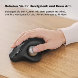 Nulea M501 Kabellose Trackball Maus, Wiederaufladbare Ergonomische Maus, Präzises und Reibungsloses Tracking, 3-Geräte-Verbindung (Bluetooth oder 2,4G USB-Empfänger), Kompatibel für Mac, Windows.