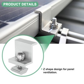 M METERXITY 8-Pack Solar Panel Mounting 30mm Z Clip Lightweight Corrosion-free Aluminum Anodized Solar End Clamp for Roof/Wall/Boat/Off-Grid/RVs Solar Panel Mounting Brackets [White]