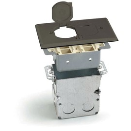 Lew Electric SWB Floor Box, Recessed with Outlets and Data Ports (Flip Lid - 4 Data Ports, Dark Bronze)