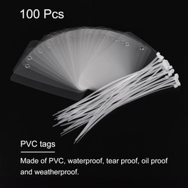 MECCANIXITY Waterproof Wires Plastic Shipping Tags with Ties,for Product Identification Tags,Valve Marking,Outdoor Tagging,3.12x4.68 Inch Frosted Clear 100Packs